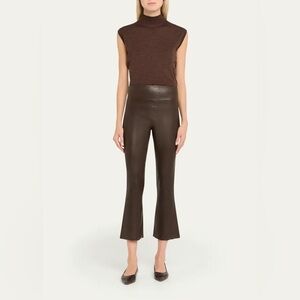 SPRWNM Brown Leather Crop Flare Pants